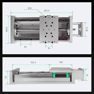 RATTMMOTOR ZBX150-100mm/3.94 Stroke CNC Linear Stage Motion Actuator X/Y/Z Axis Cross Sliding Table Double Linear Slide Rail Guide 1605 Ballscrew with Limit Switch+Motor Mount Bracket for CNC Router
