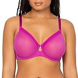 Curvy Couture Damen Sheer Unlined Underwire Plunge BH mit voller Abdeckung, Durchsichtig, Cosmo Pink, 75E