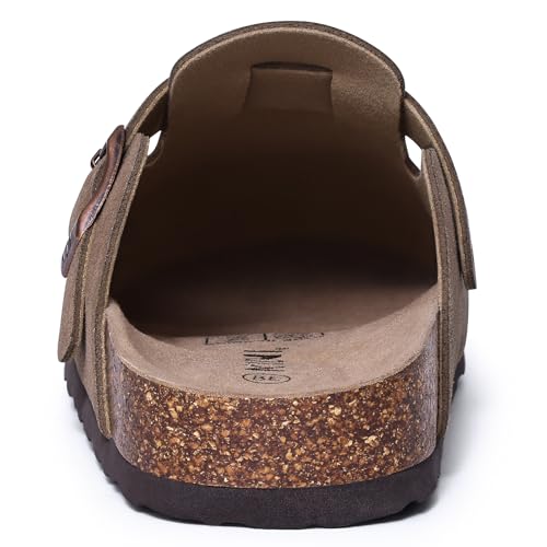 Image of KIDMI Unisex Vegan Suede Clogs Leather Mules Womens Mens Cork Footbed Potato Shoes with Arch Support