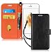 FYY Case for iPhone SE/iPhone 5S/iPhone 5, [Kickstand Feature] Luxury PU Leather Wallet Case Flip Folio Cover with [Card Slots][Wrist Strap] for iPhone SE/iPhone 5S/iPhone 5-Black