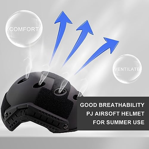 Tactical Airsoft Ballistic Helmet - Thick Version PJ Helmet in Black, Green, Tan - M Size