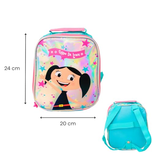 Kit Mochila de Rodinhas Infantil Meninas Desenho do Show da Luna com Lancheira Térmica e Estojo com