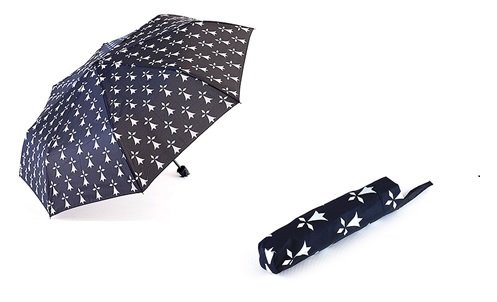 Paraguas plegable Breton reforzado armiñones, blanco y negro, medium
