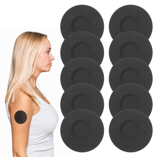 10 Pcs Black Libre 2 Sensor Covers Waterproof, CGM Sensor Patchs Compatible for Freestyle Libre 1/2/3 Sensor, Breathable Protector Without Glue Adhesive Glucose Monitor Patch for Swimming Sports