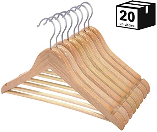 Cabide De Madeira Marfim Gancho Cromado 20 un