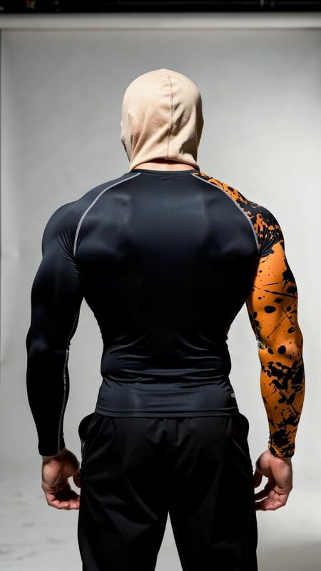 Image of Mens Gym Compression T-Shirt | Polyester Full Sleeve Sports Wear and Rash Guard for Training Workout and Athletic Activewear