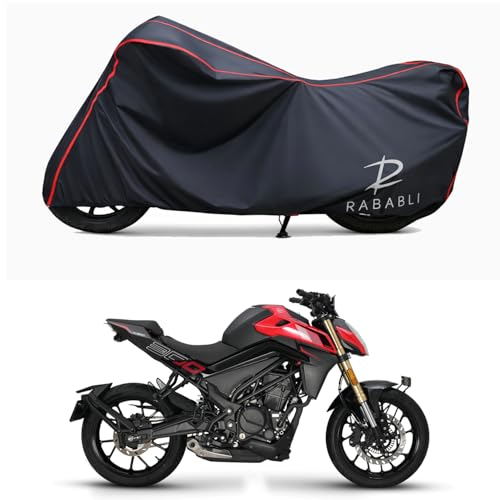 Image of Waterproof Bike Body Cover Compatible for | Keeway K300 N Matte BS6 | Taffeta Fabric, Red Piping Design, Bottom Elastic Fit | Dustproof, Sun UV & Rain Protection for All Bikes
