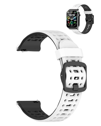 Correa de silicona para reloj inteligente STECEi T50S blanco y negro miniatura 1