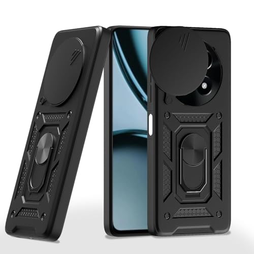 Image of Luxe Back Cover for realme P1 5G / realme 12+ 5G / realme Narzo 70 Pro 5G | D10 Tough Armor Case | Sliding Camera Shield | 360 Protection | Kickstand Ring Holder | Military-Grade Bumper Case