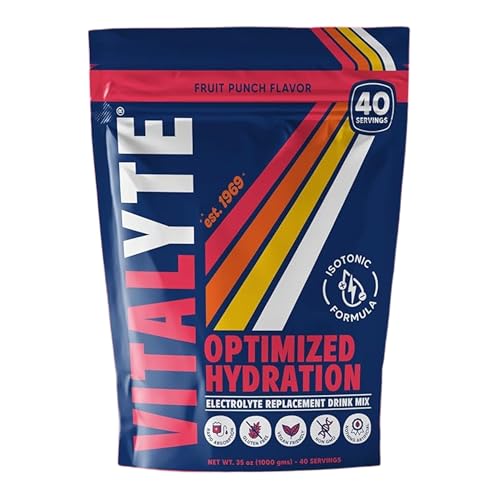Vitalyte Electrolyte Powder Drink Mix, Isotonic Electrolyte Hydration Mix, Gluten Free Post Workout Powder Mix, Pack of 1, 35 oz., Fruit Punch Flavor