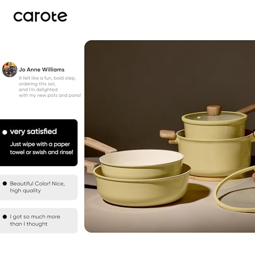 Image of CAROTE 24pcs Ceramic Cookware Set, Pots and Pans Non Stick Kitchen Cookware Sets, Pots and Pans Set Cooking Set with Knife Set