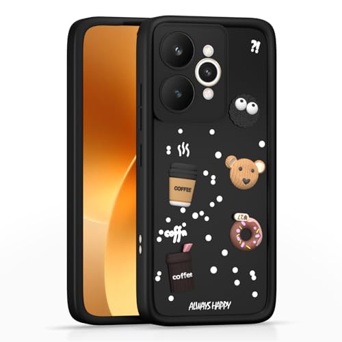 Image of Outlouders Back Cover for Realme 15 5G | 3D Cartoon Bear Cute Fun Silicone Full Body Protection Bumper Case (Black)
