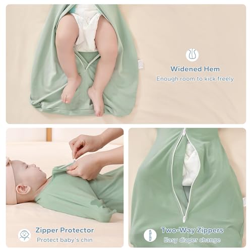 Image of ZIGJOY Swaddle Sleep Sack 3-6 Months, 1.0 Tog Cotton Baby Swaddle Blanket | 100% Cotton - Soft & Breathable & Non-shrink, 2-way Zipper for Easy Diaper Changes, Long Sleeves Allow Self-soothing