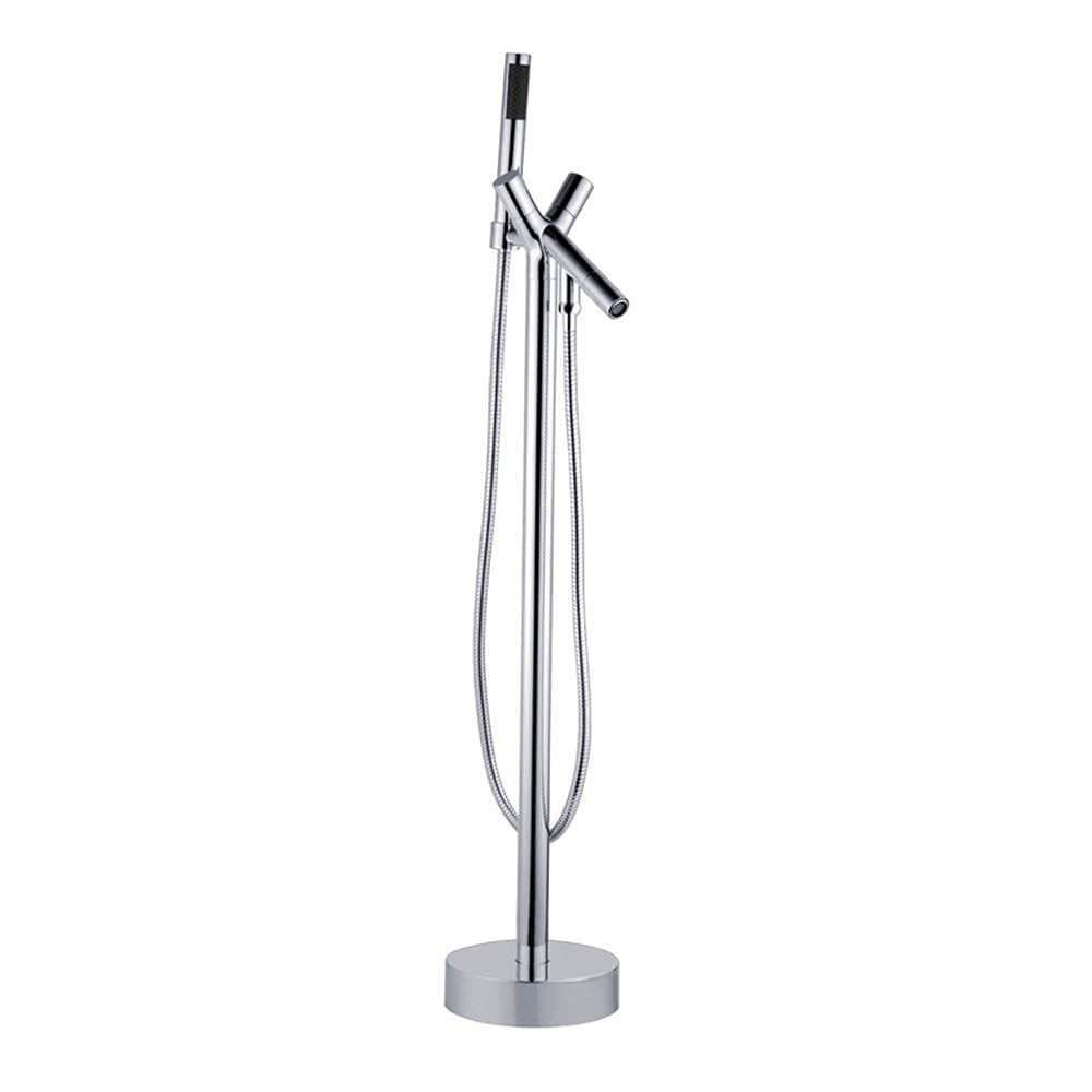 Robinet de baignoire sur pied au sol avec ensemble de douche de salle de bain à double poignée