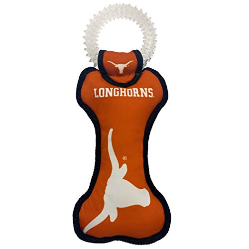 Pets First NCAA Texas Longhorns Dental Dog TUG Toy with Squeaker. Tough PET Toy for Healthy Fun, Teething & Cleaning Pets Teeth & Gum