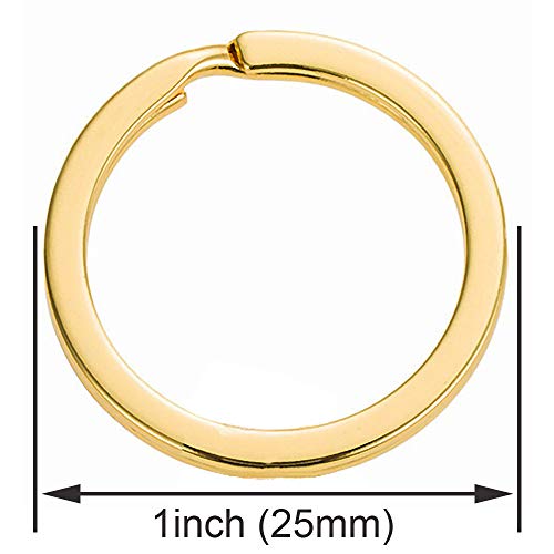 5 Set Key Chain Flat Key Rings Women Metal Swivel Clasps Snap-On Keychain Ring Hook Spring Clip Snap Hook Lobster Clasp for Keys, Lanyards Jewelry Findings, Round Edge, Gold - Thumbnail 3