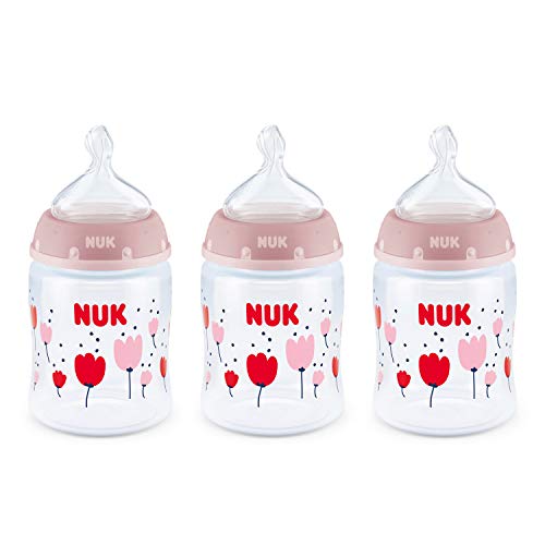 Image of NUK Smooth Flow Anti Colic Baby Bottle, 5 oz, 3 Pack, Flowers