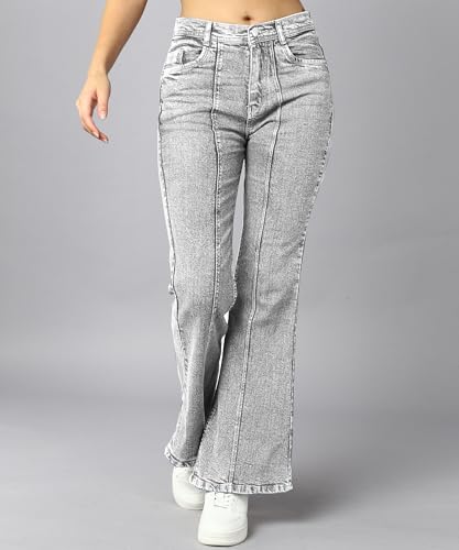 Image of Nifty Womens Mid Rise Denim Wide Leg Jeans