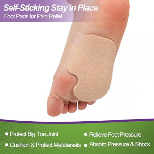 Image of Cutecrop 20 Pcs Sesamoiditis Pads, 1 /4 inch Thick Dancers Pads for Ball of Feet Pain Thick Adhesive Skived Felt Callus Sesamoiditis Relief Forefoot Cushion Pad Ball of Feet Pain(Brown,Right)