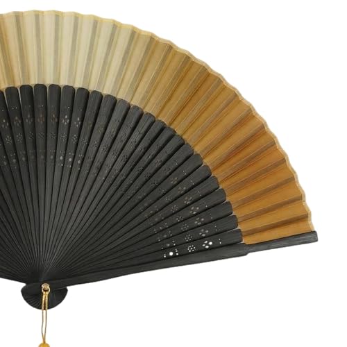 Éventail pliant chinois jaune idéal pour festivals de danse d'été