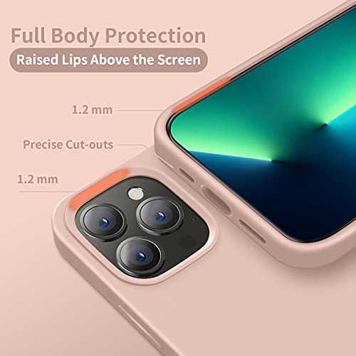Cordking Designed For Iphone 13 Pro Case, Silicone Ultra Slim Shockproof Protective Phone Case With [Soft Anti-Scratch Microfiber Lining], 6.1 Inch, Pinksand #TOP3