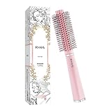 RHOS Small Round Brush for Blow Drying/Styling-Styling Round Brush for Bangs/Thin/Short/Curly Hair- Nylon Bristles Round Brush for Curling/straighten-1.5 Inch Travel Round Brush for Women&Men(Pink)