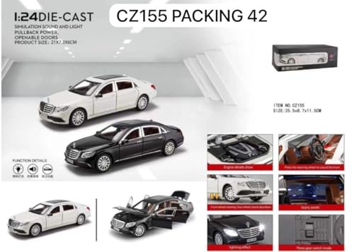 Image of Exclusive Alloy Metal Pull Back Die-Cast Car Diecast Metal Pullback Toy Car with Openable 6 Doors,Light Music Boys Gifts Toys (1:24 Merceedes Benz E300-White Color)