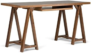Simpli Home Sawhorse Solid Wood Modern Industrial 60 inch Wide Writing Office Desk