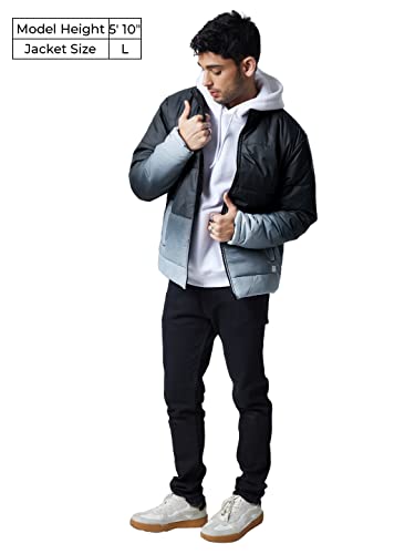 Image of The Souled Store| Gangsta Jacket Mens and Boys Puffer Jackets|Full Sleeve|Regular fit Solid| 100% Polyester Grey Color Men Puffer Jackets