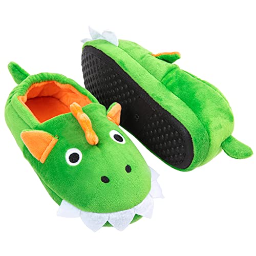 Little Kids Big Boys House Slippers, Kids Warm Slip On Home Slippers With Soft Memory Foam Cute Winter Nonslip Indoor Dinosaur Slippers #TOP4