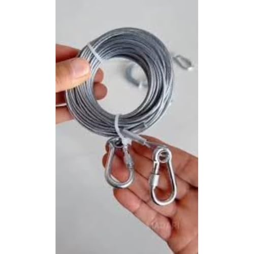 Image of Heavy-Duty Stainless Steel Clothesline with Carabiner Hooks (Wire 8meter)