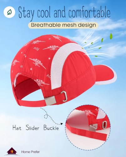 Image of Home Prefer Kids Lightweight Quick Drying Sun Hat Airy Mesh UV Protection Caps Boys Girls UPF50 Baseball Caps Run Beach Water