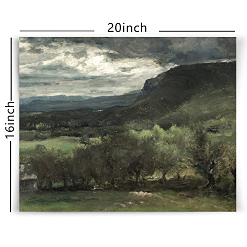 Abstract Landscape Canvas Wall Art For Living Room Vintage Landscape Painting Country Landscape Posters Rustic Farmhouse Artwork Oil Painting Canvas Print For Bedroom Corridor Decor 16X20Inch No Frame #TOP2