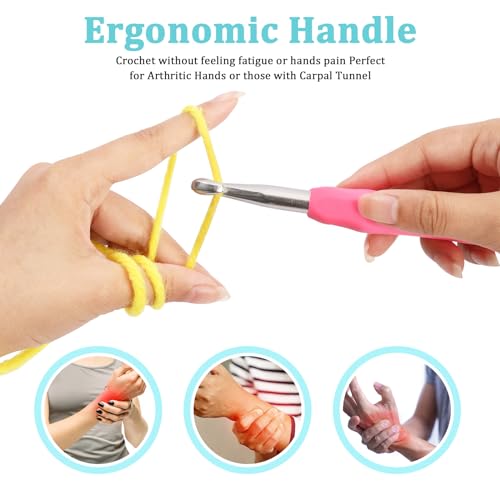 Image of Crochet Hooks Set 6.5 mm 7.0mm 8.0mm 9.0mm 10.0mm Crochet Hook Kit, Ergonomic Crochet Hooks for Arthritis Patientst with Leather Case (Blue)