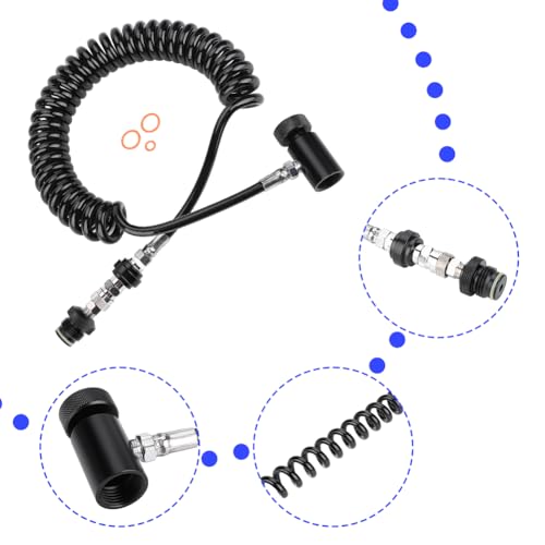 Joyzan Paintball Schlauch, Hochleistungs Adapterschlauch Fernbedienungsspule O Ring Fernbedienung Airsoft Füllpeitsche Wellsch Druckluftzylinder Anschlussventilschlauch Wellschlauch für HPA CO2