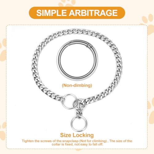 AUAUY Kettenhundkragen, Edelstahl Hundehalskette, Verstellbare Hunde Halsband mit Verbindungsverschluss, Hunde Kette zum Hundetraining, Halskette Flache P-Kettenkragen für Hunden (L: 60 cm, Ø 3,5 mm)