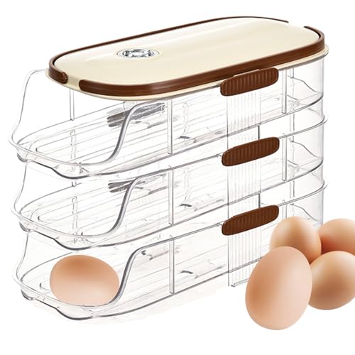 Soporte para huevos – PP de 12.99 pulgadas | Dispensador de huevos rodante con estante ajustable de 3 capas | Bandeja para huevos | Bandeja de para ahorrar espacio, ideal para uso en
