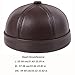 Men's Genuine Leather Brimless Hat Casual Chinese Style Landlord Hat Retro Sailor Skull Cap Fashion Docker Beanie Hat(Black,X-Large)