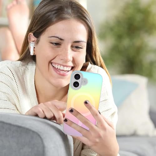 Image of AIGOMARA Magnetic for iPhone 17 Case [Compatible with Magsafe] [Fluorescent Holographic Iridescent] Slim Shockproof Matte Protective iPhone 17 Cover for Women Girls 6.3 Inch