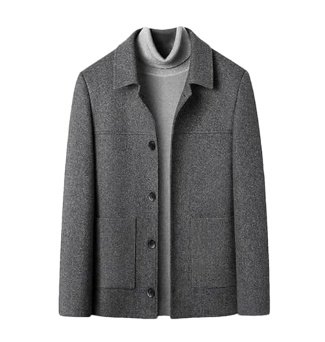 Veste en laine homme automne hiver manteau trench coat uni boutonné solide