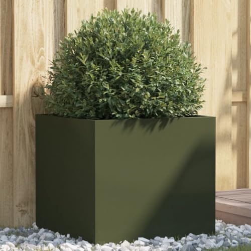 Somanki Jardinera de Acero Laminado en frío Verde Oliva 49x47x46 cm, Huerto Urbano Terraza, Jardineras Exterior, Jardineria Maceteros, Mesa De Cultivo, Huerto En Casa - 841565