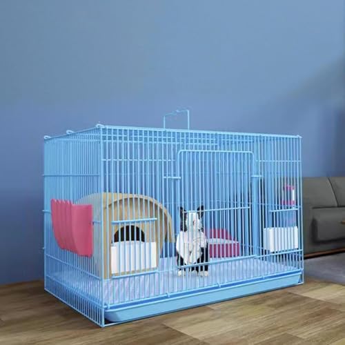 Citybaby折りたたみ式ケージ、ポータブルペット小動物用、チンチラに最適モルモット透明大型引き出し付きトイレファッションネット傷防止休憩所休憩所組み立て簡単掃除簡単スロープ (Medium,ブルー)