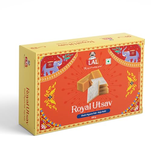 Image of Lal Sweets Royal Utsav 400g || Mysore Pak || Kaju Katli || Diwali Gift Box || Sweets Gift || Gift Hampers