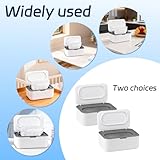 XxinXrong 2pcs Wet Wipes Dispenser, Wet Wipes Container Box Refillable, Wet Wipes Storage Box for Home Office Kitchen Bathroom to Keep Wipes Fresh and Clean - White Grey - Image 3