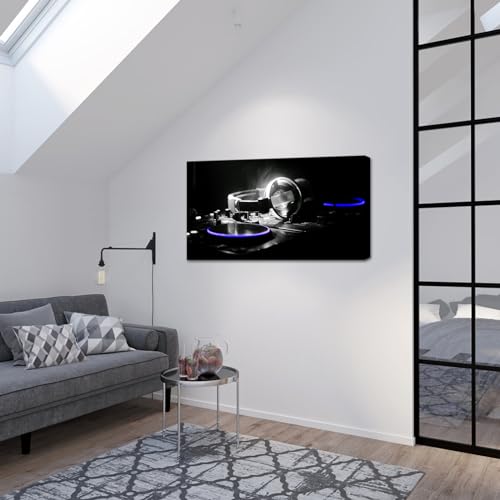 Rnnjoile Dj Canvas Wall Art Musical Dj Pictures Cool Nightclub With Lights Artwork Prints For Music Room Studio Men Cave Wall Decor Framed 20 Inchx36 Inch thumb #2