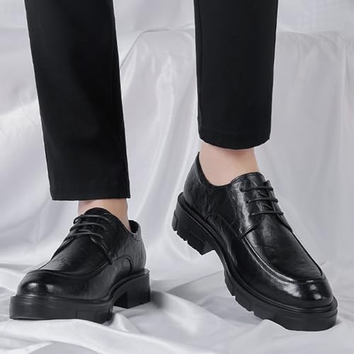 Men’s Low Heel Derby Oxfords Dress Shoes, Platform Round Toe Lace-up Business Derby Classic Tuxedo Shoes2