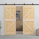 Photo Gallery vidaxl porta scorrevole con set hardware 80x210 cm in legno di pino