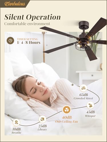 Image of Fanbulous 48 Inch Farmhouse Rustic Ceiling Fan with Light & Remote,2 Pack