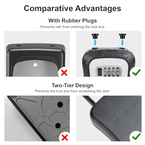 TTRWIN Caixa com chaveiro, combinação de 4 dígitos, à prova de intempéries, 5 chaves de grande capac
