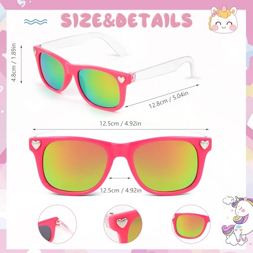 Image of Kids Sunglasses Girls Unicorn Heart Eyeglasses UV Protection Toddler Sunglasses with Sunglass Case for Party Beach